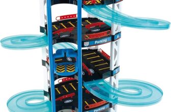 Theo Klein 2813 Bosch Car Service Multi-Storey Car Park I With 5 Levels, Two-Lane Exit Ramp, 2 Racing Cars, Lift and Much More I Dimensions: 55 cm x 55 cm x 85 cm Multi – Colored , 4-6 years